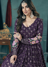 Purple colour gown looking so swank